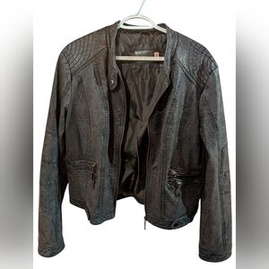 Women's Faux Gray Leather Jacket